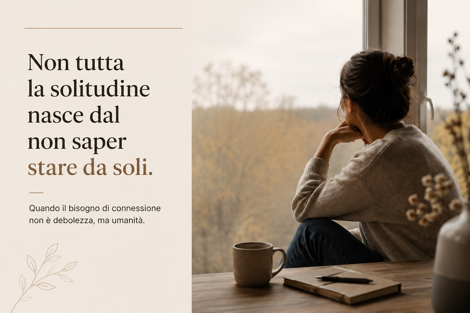 Donna sola davanti a una finestra, riflessione sulla solitudine emotiva e il bisogno di connessione